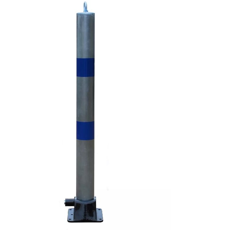 Poteau rabattable 900-76-GBLUE GALVANISÉ/BLEU (clefs distinctes) avec oeillet