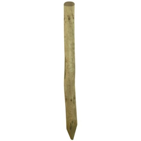 Poteau rond pointu en bois de pin impre'gne'   10x300 cm poteau pour cloture exte'rieure