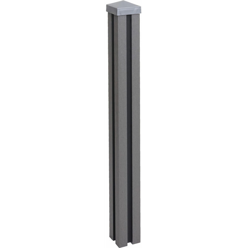 Poteau wpc Sarthe-Clôture wpc, poteau pilier, système enfichable 98cm, gris - grey