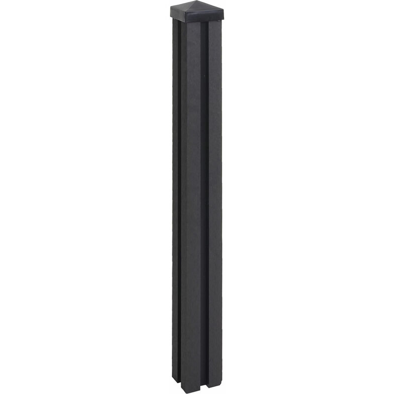 Poteau wpc Sarthe-WPC-Clôture, Poteau de pilier, système d'assemblage 98cm, anthracite - grey