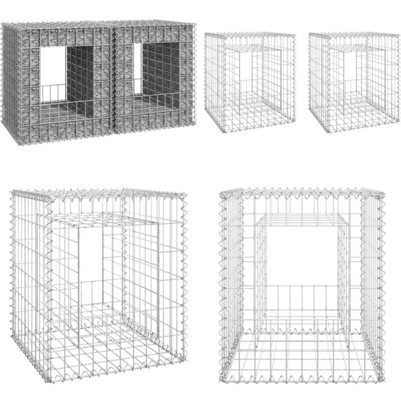 Poteaux à panier de gabion 2 pcs 50x50x60 cm Fer - poteau à panier en gabion - poteaux à panier en gabion - Home & Living - Argent