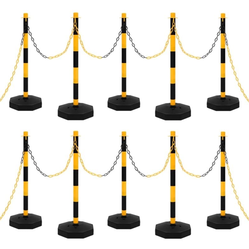 Vidaxl - Ensemble de poteaux à chaîne avec chaîne en plastique 10 m