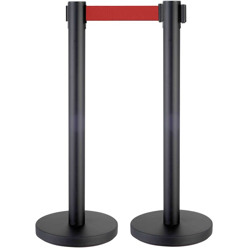 Mob Event Pro - Poteaux de balisage à sangle rétractable rouge