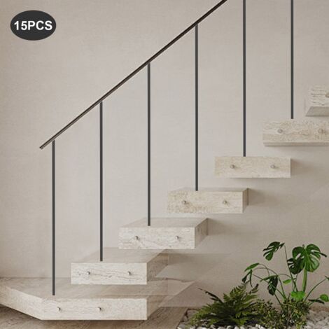 Poteaux de balustrade en fer forgé, lot de 15 poteaux métalliques pour terrasse, poteaux creux de 44 x 1/2 pouces, poteaux de rampe d'escalier (15 poteaux droits), sans socle