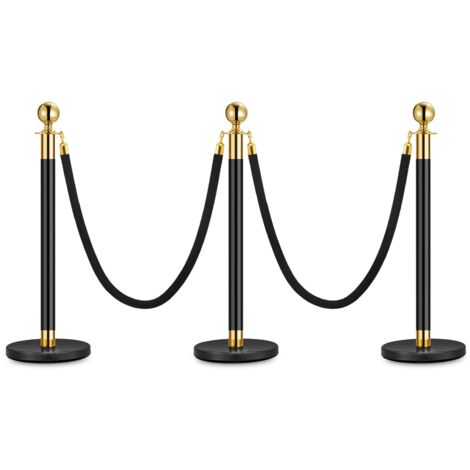 Poteaux De BarrièRe En Acier Inoxydable Avec Corde, TêTe SphéRique, 1 Corde En Velours Rouge, 2 Colonnes DoréEs, BarrièRes De ContrôLe De Foule Pour Les FêTes De ThéâTre