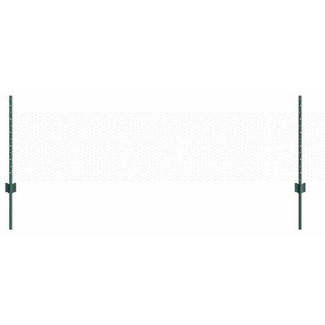 Poteaux de Clôture 11 pcs U-Channel Vert 60 cm Acier, Clôture Hexagonale Verte 0.5x50 m Acier CFW6685960