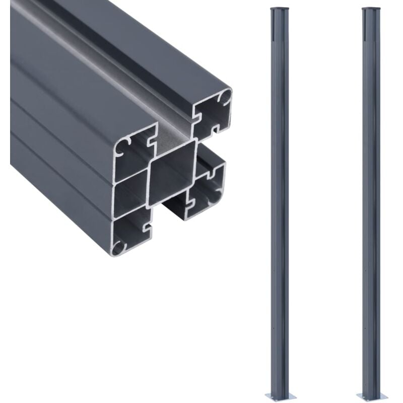 Poteaux de clôture 2 pcs Gris foncé 185 cm Aluminium vidaXL