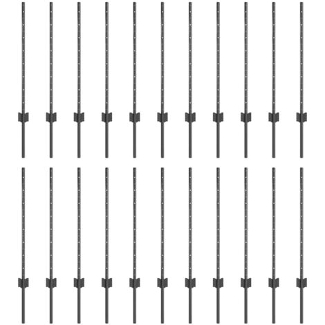 Poteaux de clôture 22 pcs U-Channel gris 120 cm en acier CFW1196173