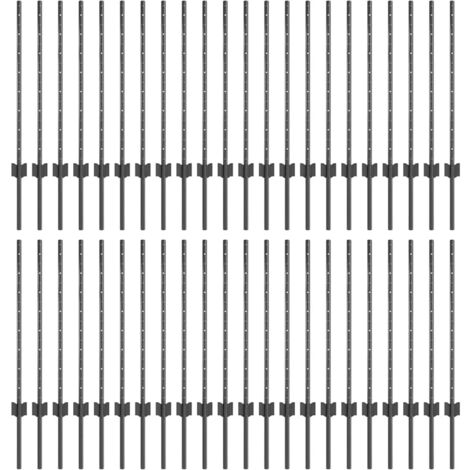 Poteaux de clôture 44 pcs U-Channel Gris 120 cm Acier CFW4800248