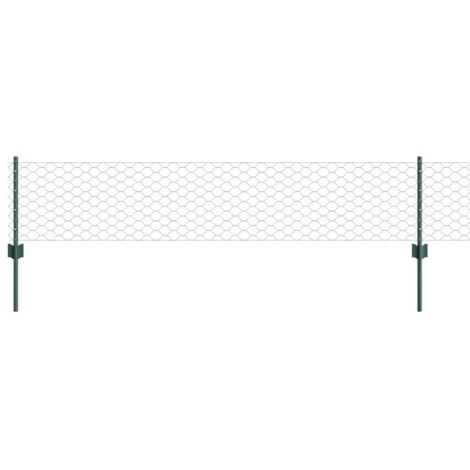Poteaux de Clôture 5 pcs U-Channel Vert 40 cm Acier, Clôture Hexagonale Verte 0,4x10 m Acier CFW9130245