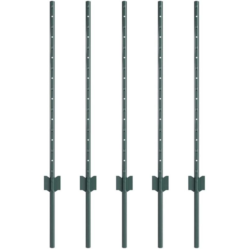Vidaxl - Poteaux de clôture 5 pcs U-Channel vert 80 cm Acier