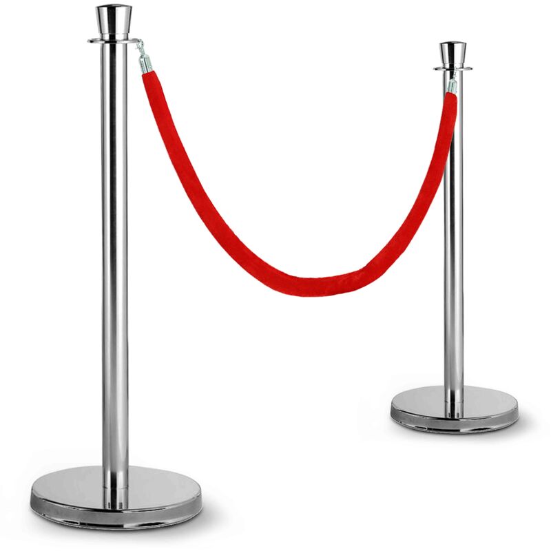 Oviala - Poteaux de guidage chromés avec cordon rouge
