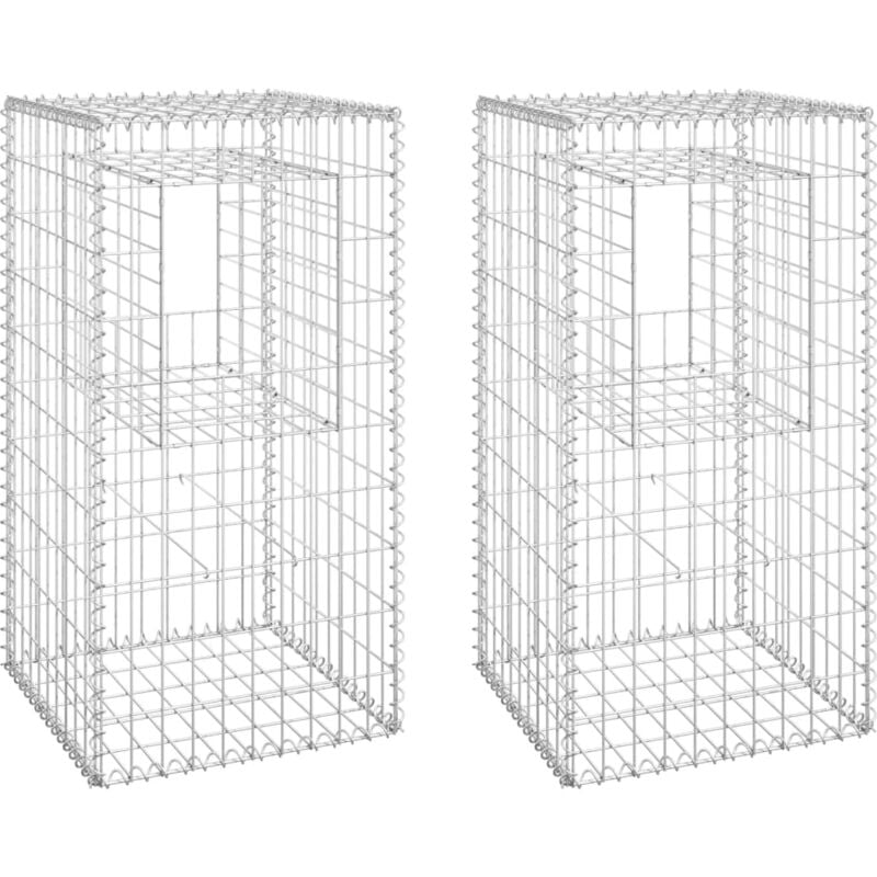 Poteaux à panier de gabion 2 pcs 50x50x100 cm Fer