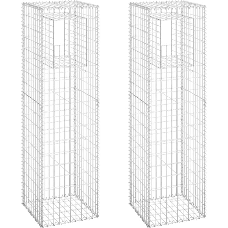 Poteaux à panier de gabion 2 pcs 50x50x180 cm Fer