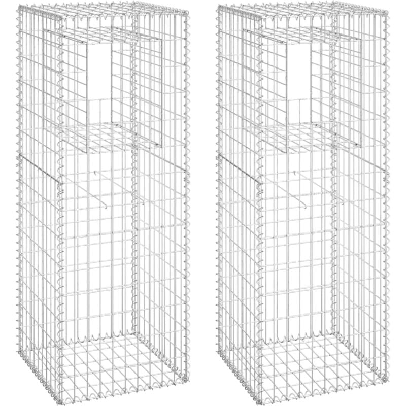 Poteaux à panier de gabion 2 pcs 50x50x140 cm Fer