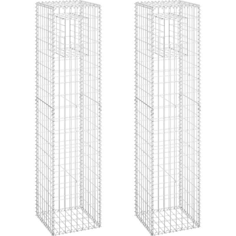 Poteaux à panier de gabion 2 pcs 40x40x180 cm Fer