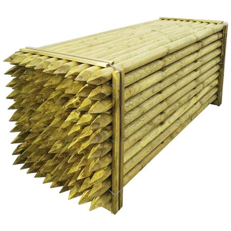 Poteaux pointus de clôture 100 pcs Bois imprégné 8x240 cm