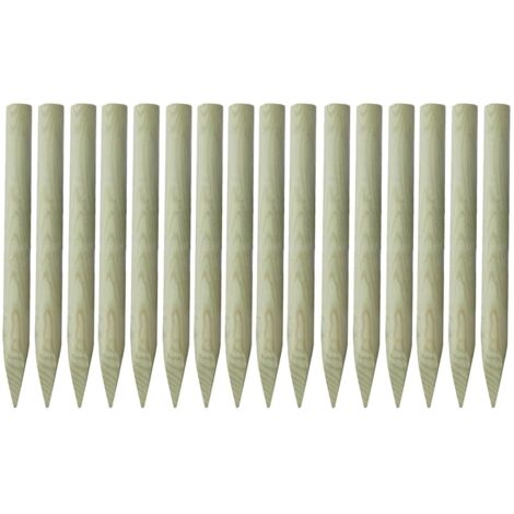 Poteaux pointus de clôture 16 pcs Bois imprégné 100 cm