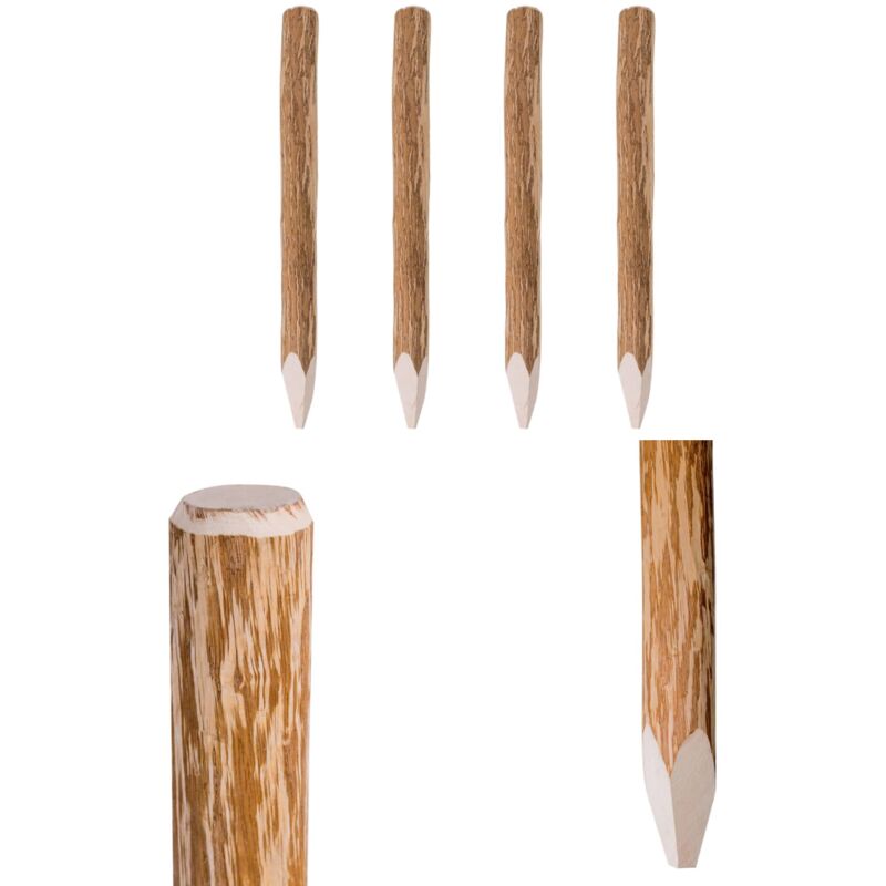 Poteaux pointus de clôture 4 pcs Bois de noisetier 90 cm - poteau de clôture - poteaux de clôture - Home & Living - Brun