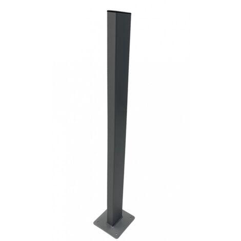 Potelet acier 100x50 Hauteur 1200 avec platine thermolaqué Gris ALU