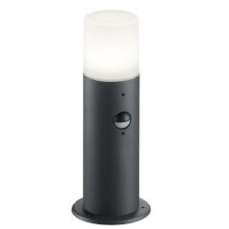 Potelet d'extérieur à capteur de mouvement – Fonte d'aluminium anthracite – IP44 – Hauteur 30 cm, diamètre 12 cm – 1x E27, max. 28W – Trio