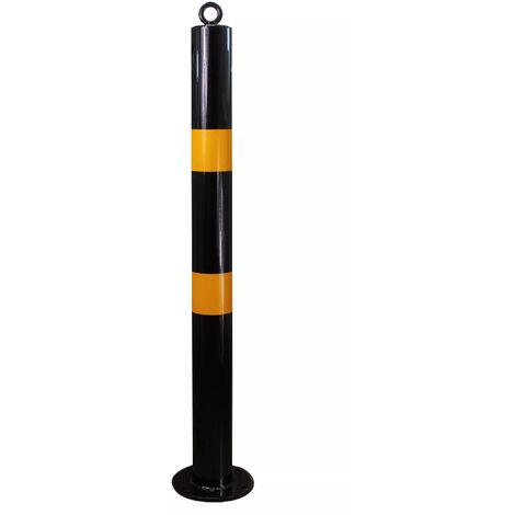 Potelet fixe à boulonner 900F-76-BY NOIR/JAUNE avec oeillet
