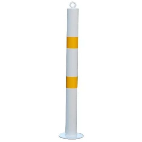 Potelet fixe à boulonner 900F-76-WY BLANC/JAUNE avec oeillet