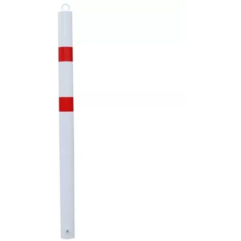 Potelet fixe à sceller 900SP-76-WR BLANC/ROUGE avec barre d'ancrage et oeillet