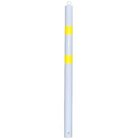 Potelet fixe à sceller 900SP-76-WY BLANC/JAUNE avec barre d'ancrage et oeillet