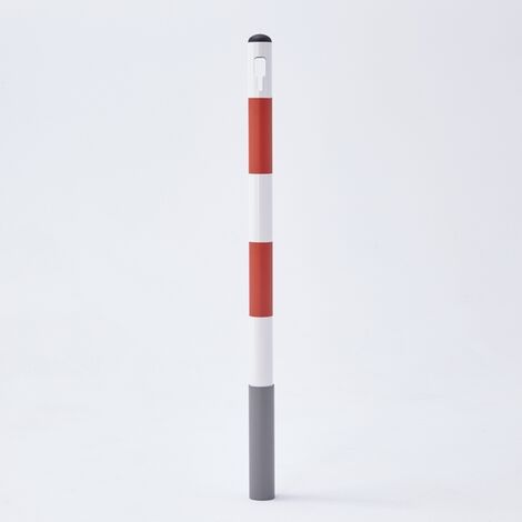 Potelet métal rouge et blanc à sceller HT 100 cm