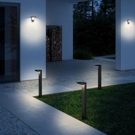 PoteletASL RICA Square Solar Acier inoxydable Noir, H.60 - IP44 - SolarLed /Nordlux Extérieur