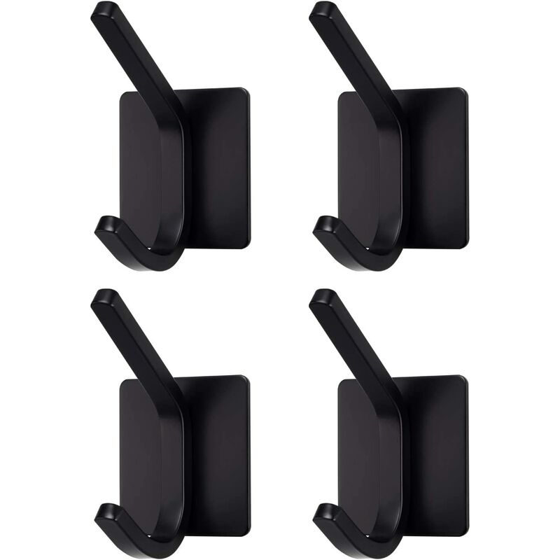 

Abcrital - Potente gancho adhesivo de acero inoxidable negro (1 gancho x 4 piezas)