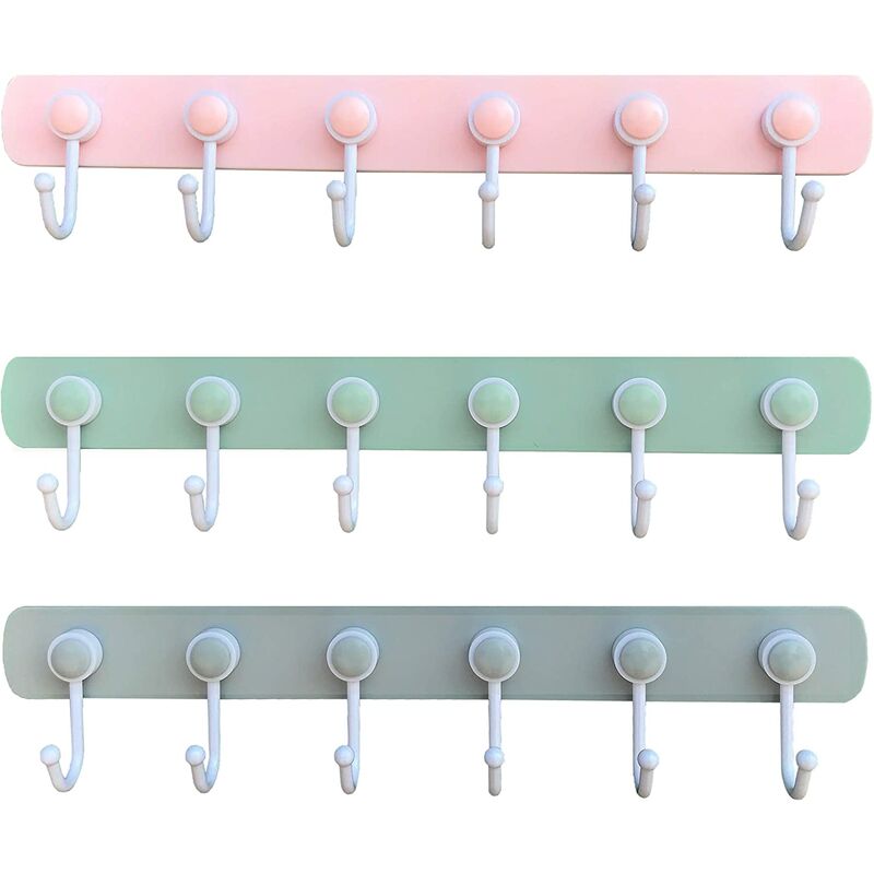 

Abcrital - Potente gancho adhesivo Ganchos autoadhesivos, 3 piezas de 18 ganchos para dormitorio, baño, cocina, puerta de pared, nevera, luz de techo