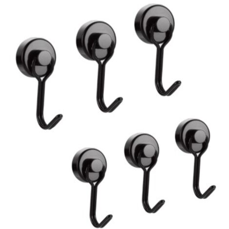 Potente gancio magnetico da 14 kg, magnete per frigorifero nero al neodimio, gancio magnetico girevole, ganci magnetici per cucina, strofinacci, lavagne, 6 pezzi