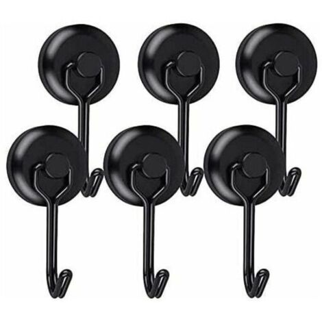 Potente gancio magnetico, magnete da frigorifero al neodimio nero, gancio magnetico girevole, ganci magnetici per cucina, strofinaccio, tagliere, 6 pezzi, TAudace