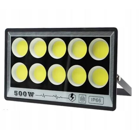 POTENTE LÁMPARA PARA GARAJE, JARDÍN, FACHADA, 500W, IP66, DURADERA, LEDS COB