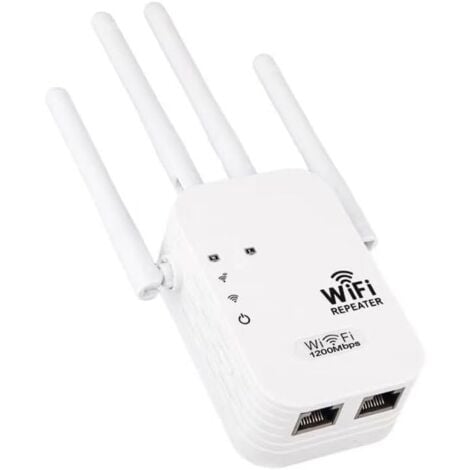 AIPERQ Potente repetidor WiFi, 1200 Mbps, potente amplificador WiFi, doble banda 5 GHz y 2,4 GHz, extensor WiFi con WPS y modo 4, hasta 120 m², compatible con todas las cajas de Internet