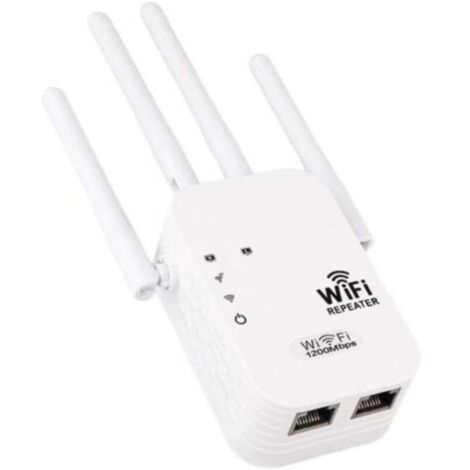 Potente repetidor WiFi, 1200 Mbps, potente amplificador WiFi, doble banda 5 GHz y 2,4 GHz, extensor WiFi con WPS y modo 4, hasta 120 m², compatible con todas las cajas de Internet