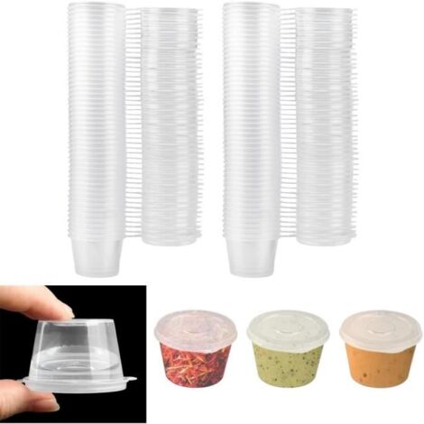 Pots à Sauce en Plastique - 25ml - 100Pcs - Étanchéité - Transparent - Empilable