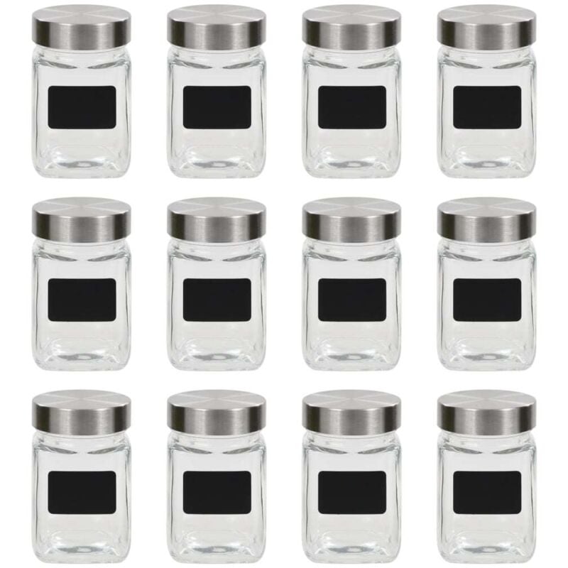 Vidaxl - Pots de conservation avec autocollant 12 pcs 300 ml