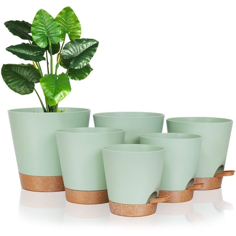 Pots de fleurs 22,3/17,1/16,5/14,9/12,7 cm avec trous de drainage et soucoupes, en plastique, pot de plantation pour plantes d'intérieur et