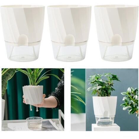 Pots de Fleurs Auto-arrosage Lot de 3,Pots de Fleurs, Paresseux Fleur Pot, D'arrosage Automatique