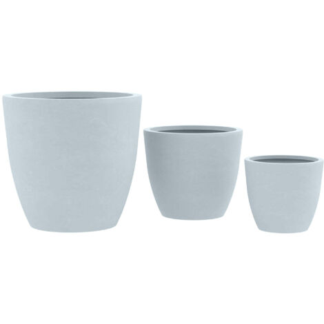 Pots de fleurs design en argile fibreuse gris – Lot de 3 tailles 100007961