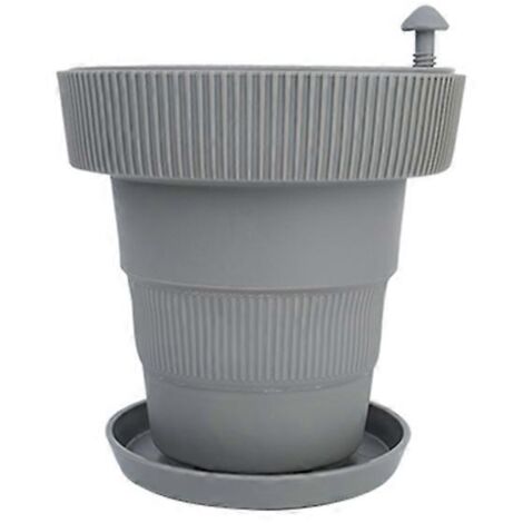 Pots de fleurs d'extérieur ou d'intérieur avec fonction d'arrosage automatique, gris--