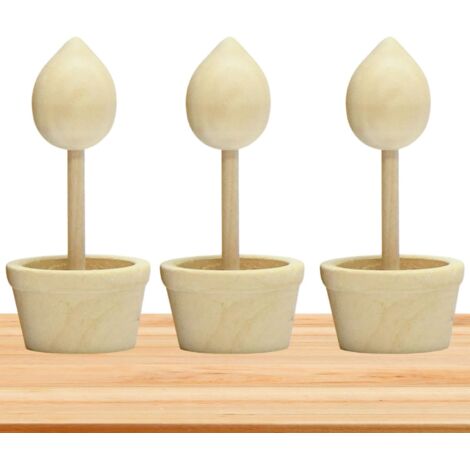 Pots de fleurs en bois brut, petits pots de table, pots décoratifs en bois lisse à l'aspect vieilli, parfaits pour les ateliers d'arts plastiques et les particuliers - Style A