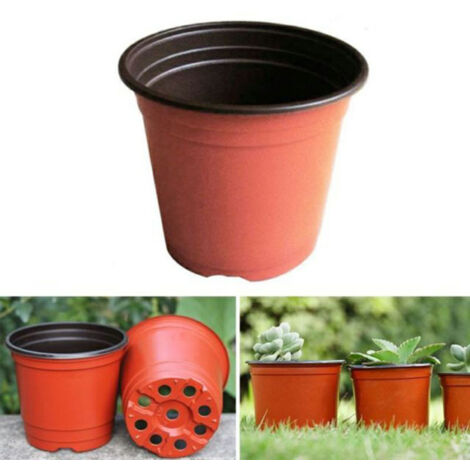 Pots de Fleurs en Plastique - 100 Pièces - Pots de Jardin et Semis - Conception Ventilée - Dimensions 9x6x8cm (Rust)