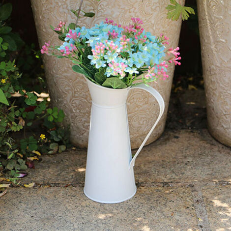 Pots de Fleurs Métalliques Colorés de 20 cm en Blanc Rose Bleu Gris