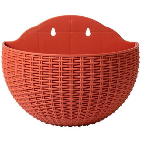 Pots de fleurs muraux, pots de fleurs suspendus à une rambarde (rouges)