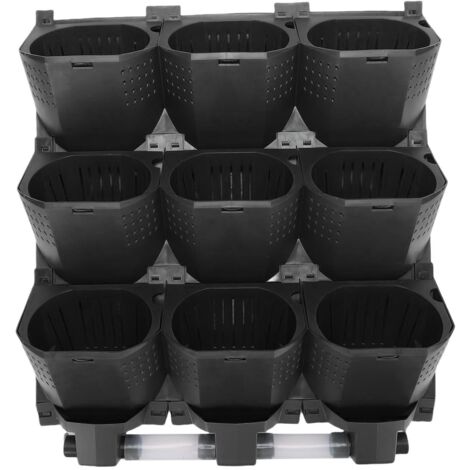Pots de fleurs muraux verticaux à 9 poches pour intérieur et extérieur, support mural pour légumes et fruits, noir