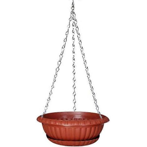 Pots de fleurs suspendus avec égouttoir et chaîne, panier de fleurs suspendu en plastique, amovible, pour intérieur et extérieur